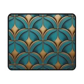 Green and Gold Scallop Pattern Mouse Pad