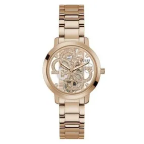 Guess Quattro Clear Rose Gold Tone Analog Ladies Watch GW0300L3