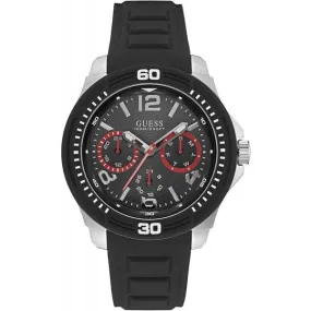 Guess Tread Black Silicone Strap Black Dial Quartz Watch for Gents - W0967G1