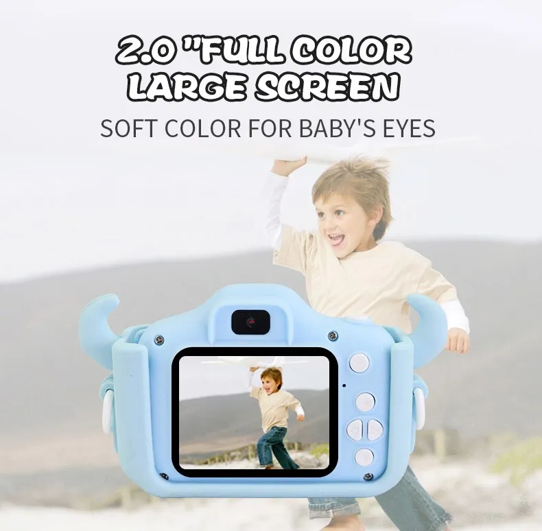 Kids Digital Camera 1080P HD2.0 Inches Color Screen Dual Selfie Video Game Children Camera 600mah battery Toy Gifts for Children