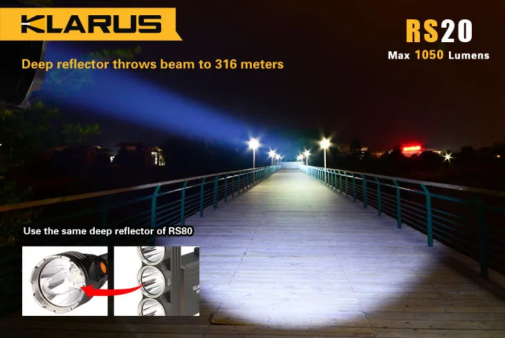 Klarus RS20 CREE XM-L2 U2 LED 1050 Lumens Flashlight