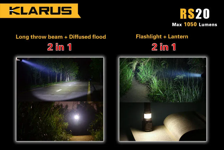 Klarus RS20 CREE XM-L2 U2 LED 1050 Lumens Flashlight