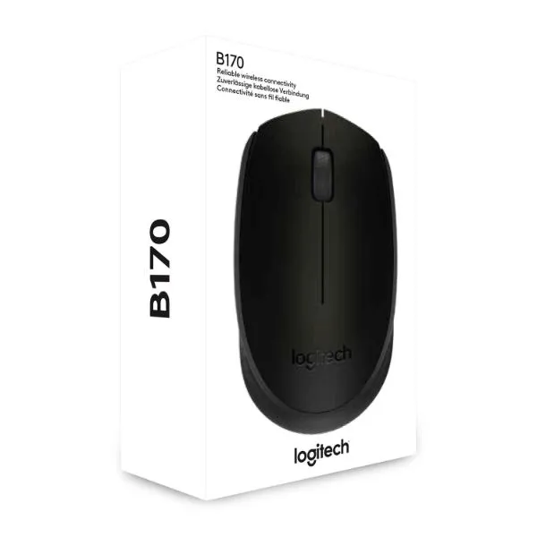 Logitech B170 Wireless Mouse, 2.4 GHz with USB Nano Receiver, Optical Tracking - Black