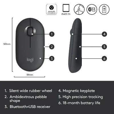 Logitech Pebble 350 Bluetooth Mouse - Graphite