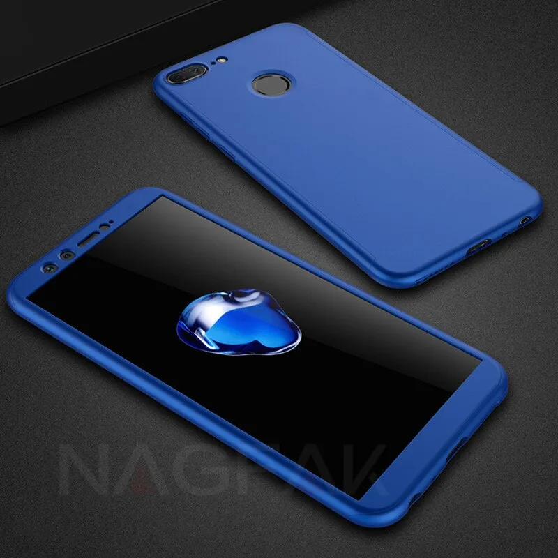 Luxury 360 Full Cover Phone Case on the For Huawei Honor 9 9 Lite 8X Max 7A 7C Pro Tempered glass Protective Cover 7A 9Lite Case