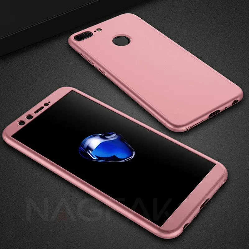 Luxury 360 Full Cover Phone Case on the For Huawei Honor 9 9 Lite 8X Max 7A 7C Pro Tempered glass Protective Cover 7A 9Lite Case