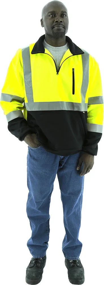 Majestic 75-5335 Hi-Vis 1/4 Zipper Pullover Sweatshirt Teflon Treated ANSI 3