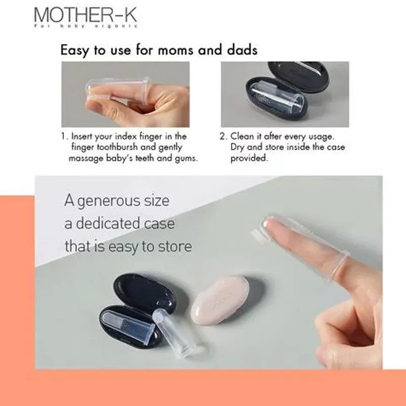 Mother-K Silicone Finger Toothbrush 2pcs Set, 3-10 months