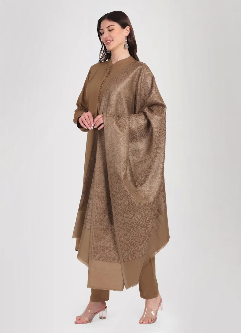 Mouse Brown Straight Cut Shawl Suit Set