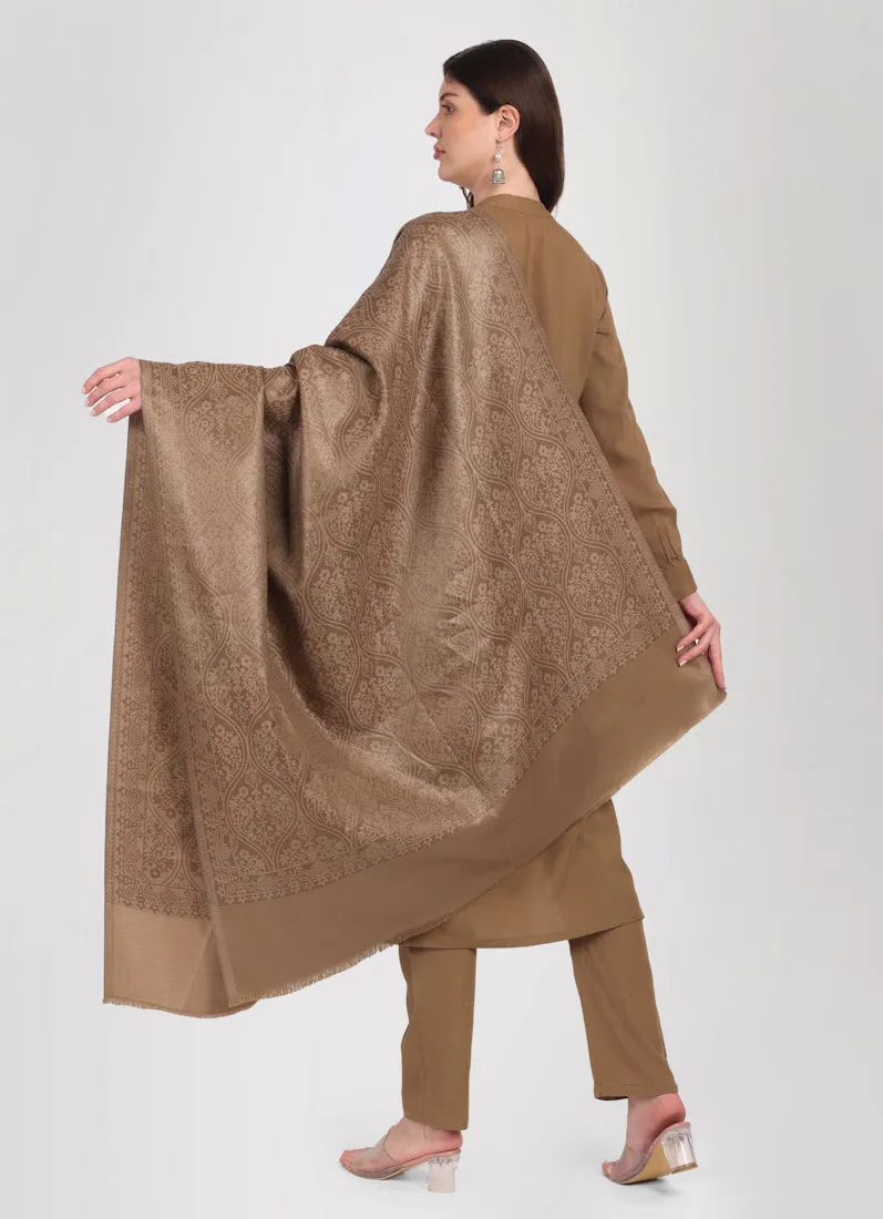 Mouse Brown Straight Cut Shawl Suit Set