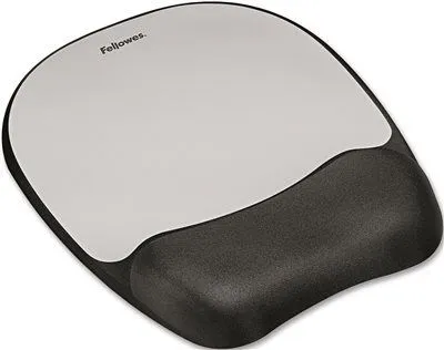 Mouse Pad W/Wrist Rest Nonskid Back 8 X 9-1/4 Silver