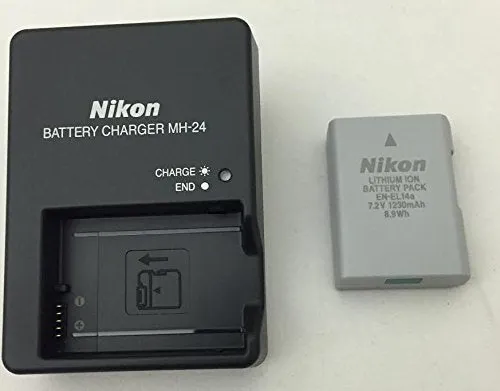 Nikon set of EN-EL14A battery with MH-24 Charger - White box