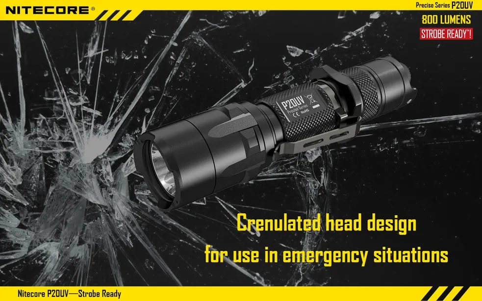 Nitecore Precise Series P20UV 1 x 18650 / 2 x CR123A CREE XM-L2 T6 800 Lumen LED Flashlight with Secondary UV LEDs