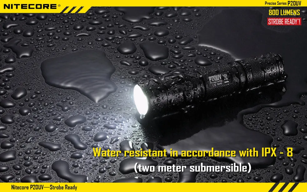 Nitecore Precise Series P20UV 1 x 18650 / 2 x CR123A CREE XM-L2 T6 800 Lumen LED Flashlight with Secondary UV LEDs