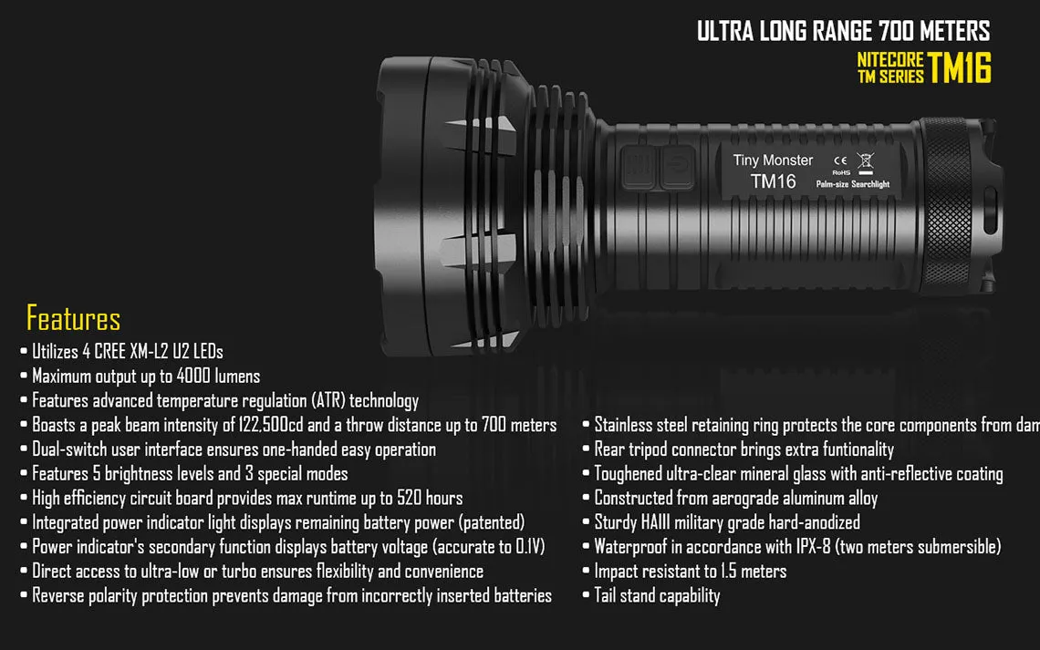 Nitecore TM16 Tiny Monster LED Flashlight