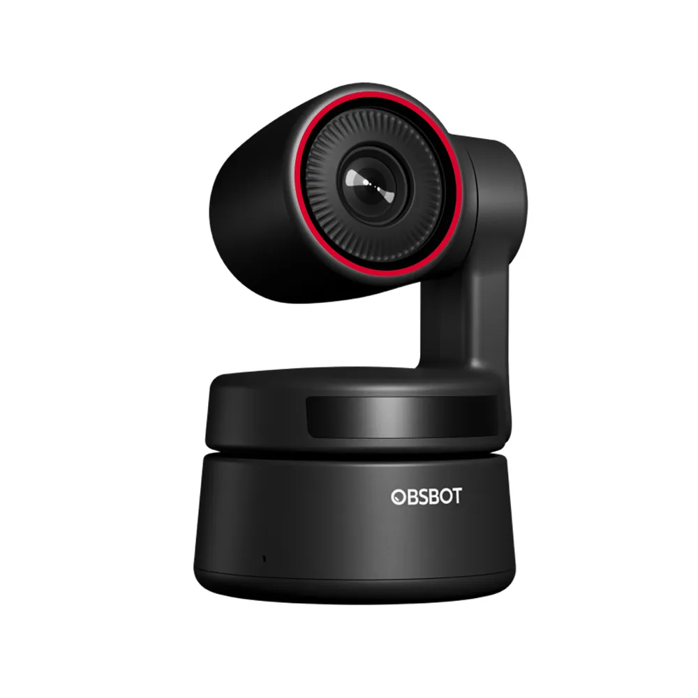 Obsbot Tiny 1080P/4K AI Powered PTZ Webcam with Built-in Omnidirectional Microphones, 150 Degrees Position Tracking, Gesture Control and 2-Axis Gimbal Stabilization