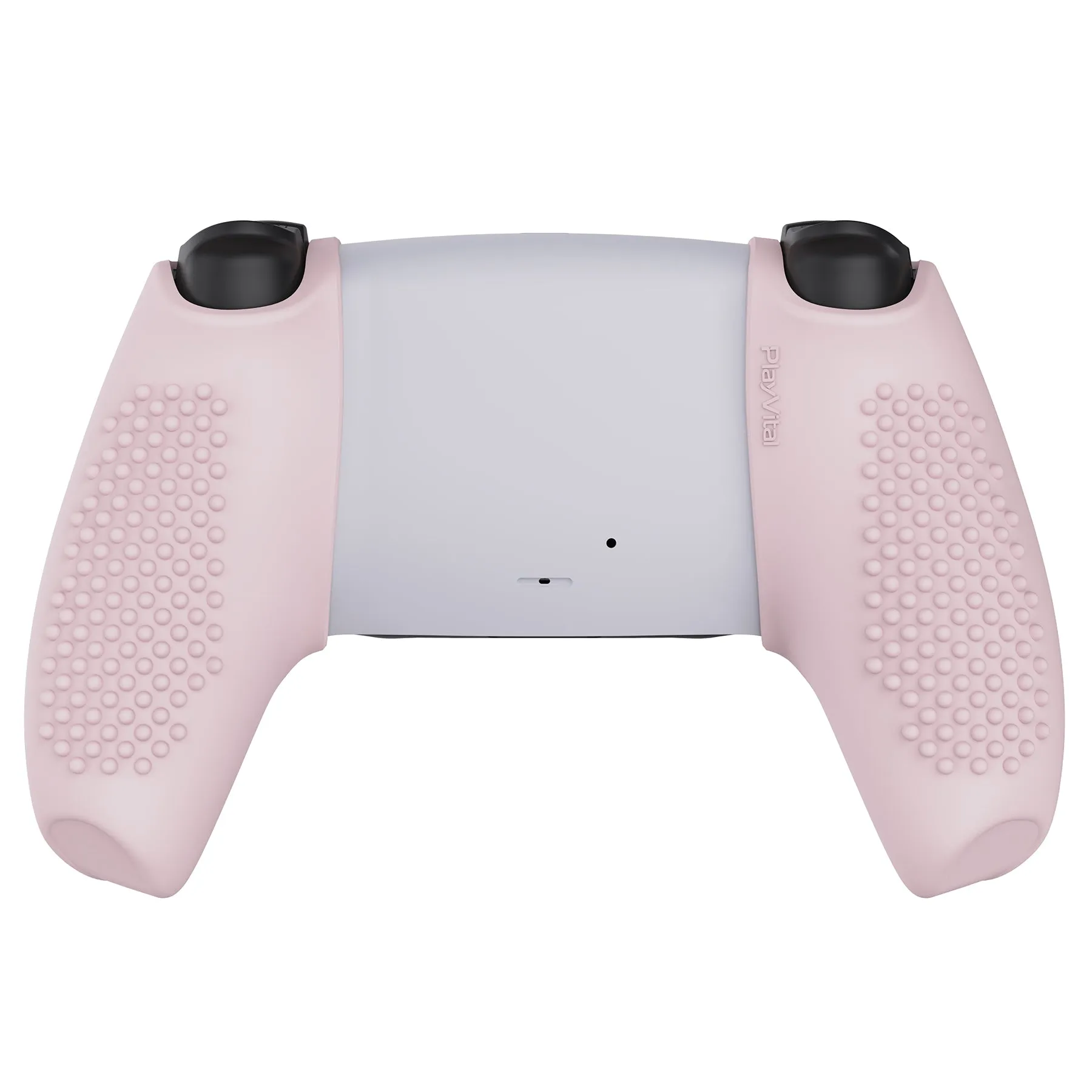 PlayVital 3D Studded Edition Cherry Blossoms Pink Ergonomic Soft Controller Silicone Case Grips for PS5, Rubber Protector Skins with 6 White Thumbstick Caps for PS5 Controller – Compatible with Charging Station - TDPF017