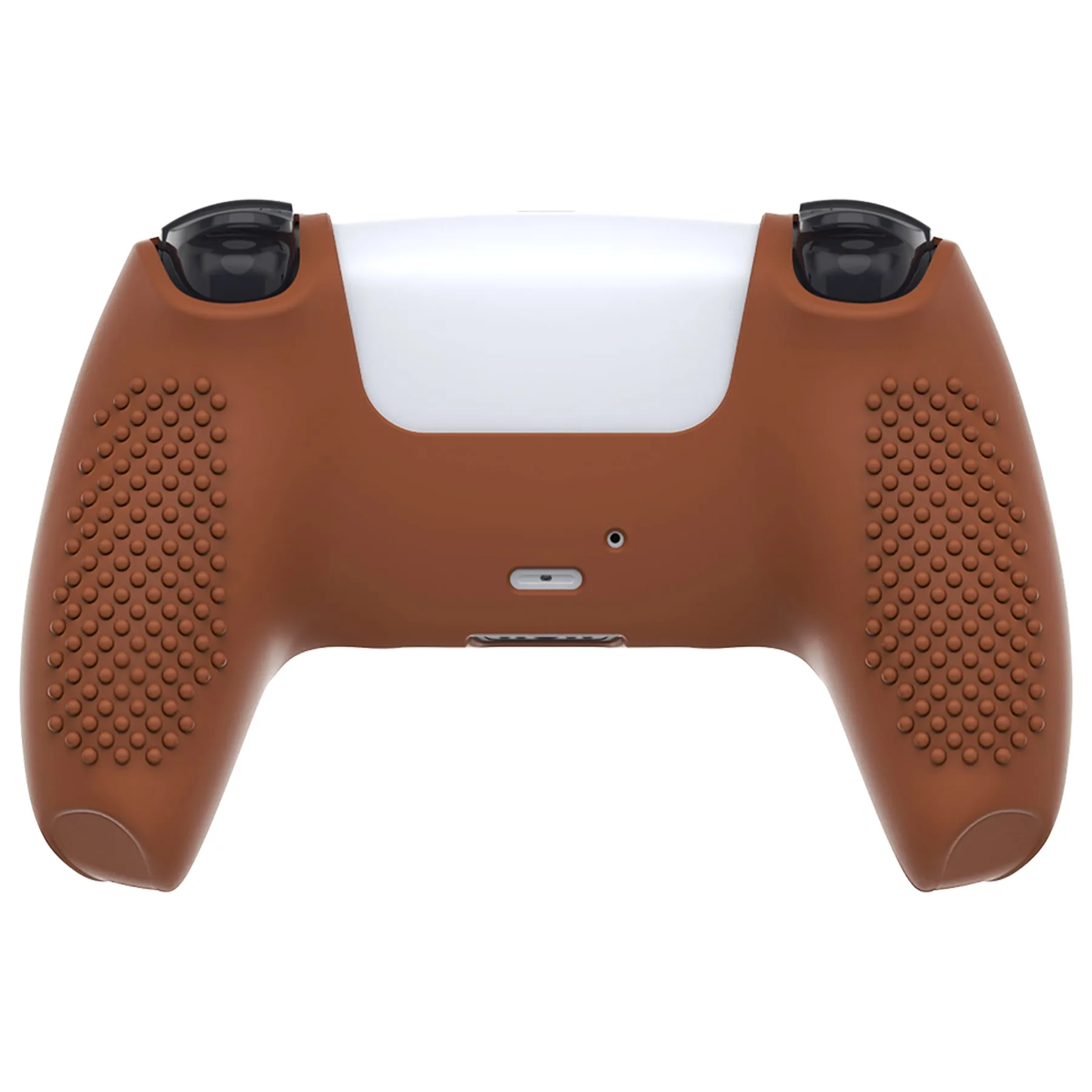 PlayVital 3D Studded Signal Brown Ergonomic Soft Controller Silicone Case Grips for PS5, Rubber Protector Skins with 6 Black Thumbstick Caps for PS5 Controller - TDPF032