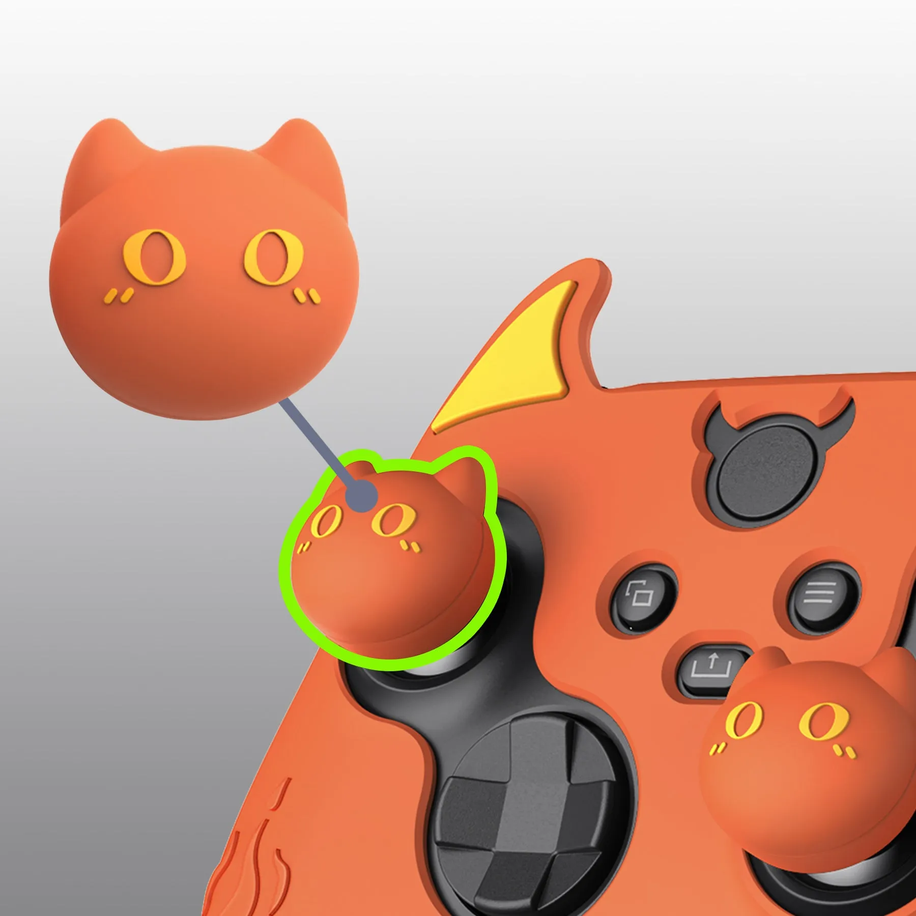 PlayVital Cute Demon Silicone Cover with Thumb Grip Caps for Xbox Series X/S Controller & Xbox Core Wireless Controller - Burnt Orange - PUKX3P004