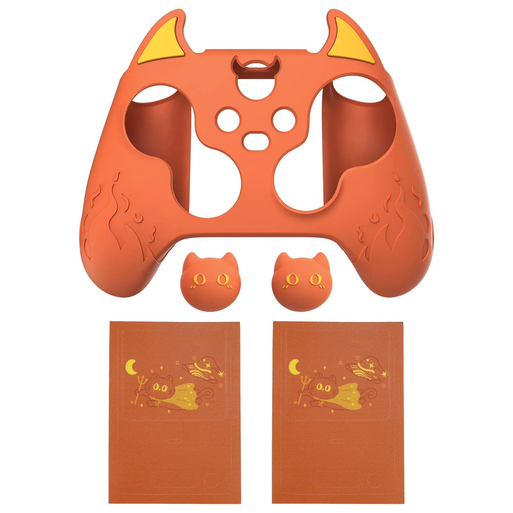 PlayVital Cute Demon Silicone Cover with Thumb Grip Caps for Xbox Series X/S Controller & Xbox Core Wireless Controller - Burnt Orange - PUKX3P004