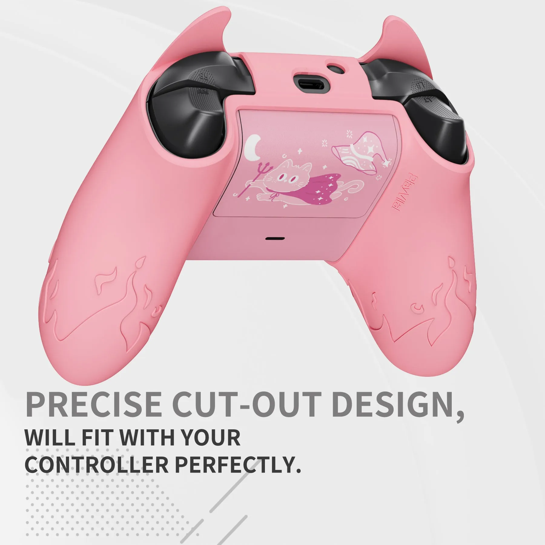 PlayVital Cute Demon Silicone Cover with Thumb Grip Caps for Xbox Series X/S Controller & Xbox Core Wireless Controller - Pink - PUKX3P005