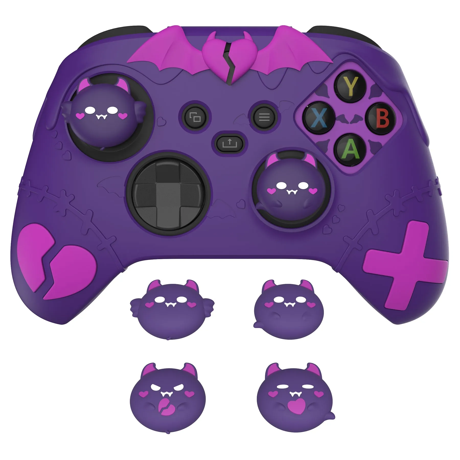 PlayVital Gothic Imp Series Cute Silicone Skin for Xbox Series X/S Controller, Anti-Slip Grip Silicone Cover, Protective Silicone Case for Xbox Core Controller with Thumb Grips - Purple - ZEEX3P002