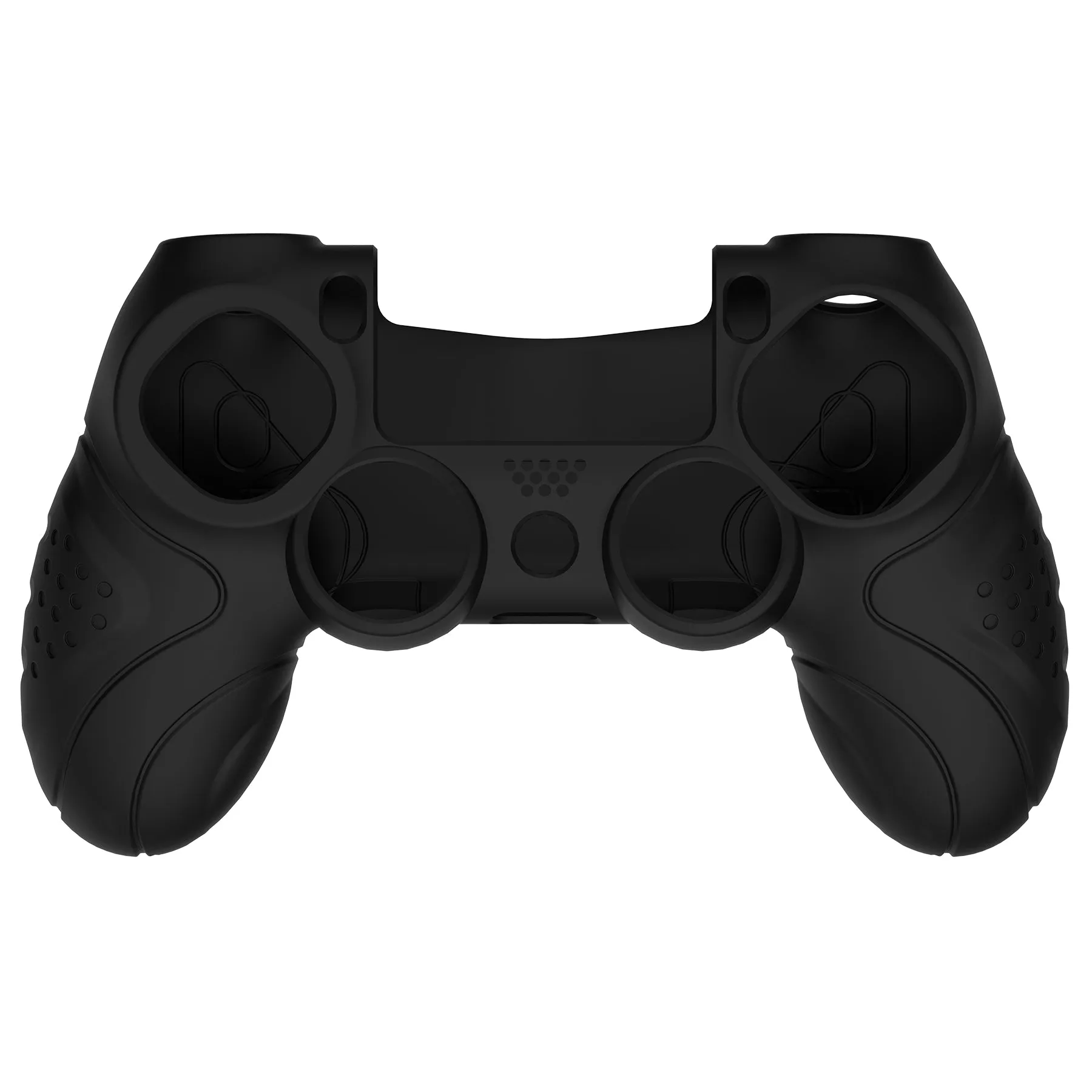 PlayVital Guardian Edition Black Ergonomic Soft Anti-Slip Controller Silicone Case Cover for PS4, Rubber Protector Skins with Black Joystick Caps for PS4 Slim PS4 Pro Controller - P4CC0059