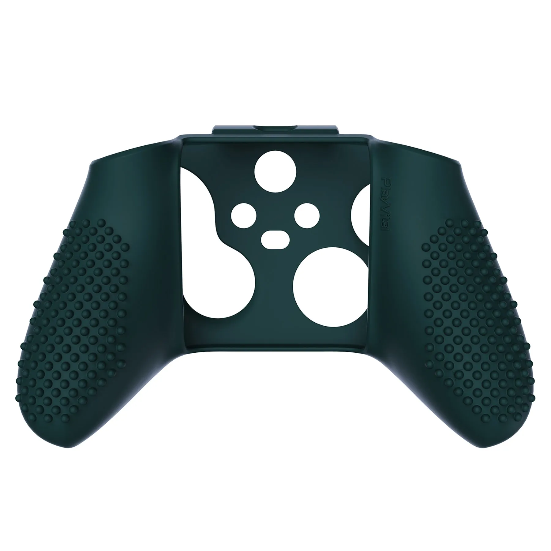 PlayVital Racing Green 3D Studded Edition Anti-slip Silicone Cover Skin for Xbox Series X Controller, Soft Rubber Case Protector for Xbox Series S Controller with 6 Black Thumb Grip Caps - SDX3004