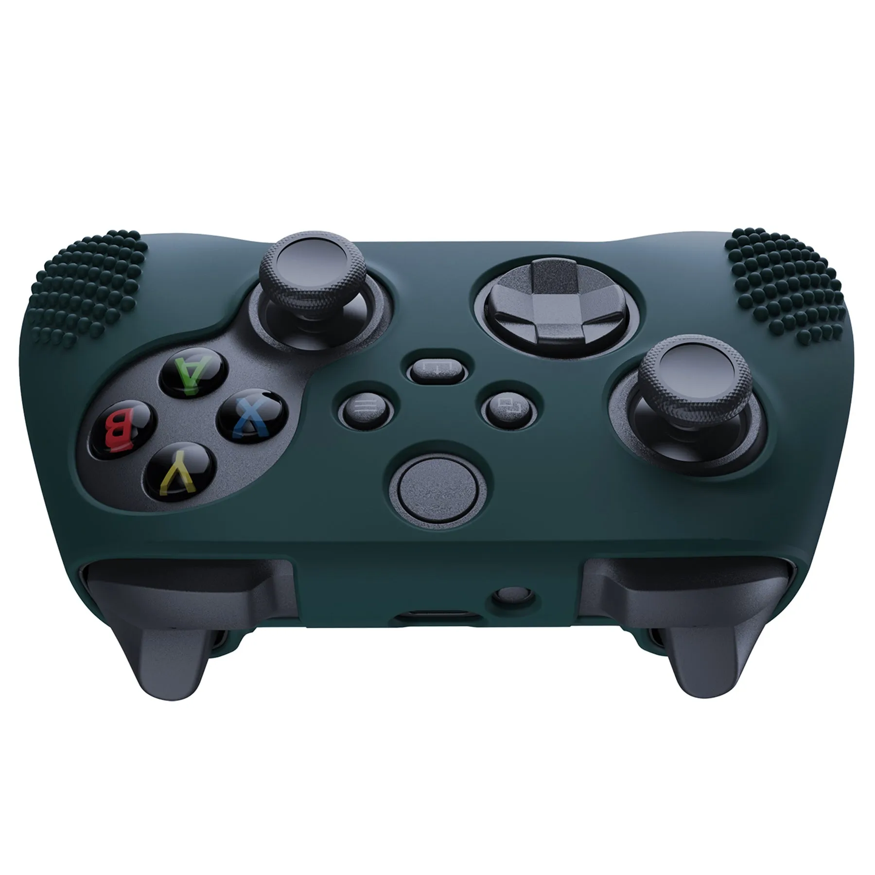 PlayVital Racing Green 3D Studded Edition Anti-slip Silicone Cover Skin for Xbox Series X Controller, Soft Rubber Case Protector for Xbox Series S Controller with 6 Black Thumb Grip Caps - SDX3004