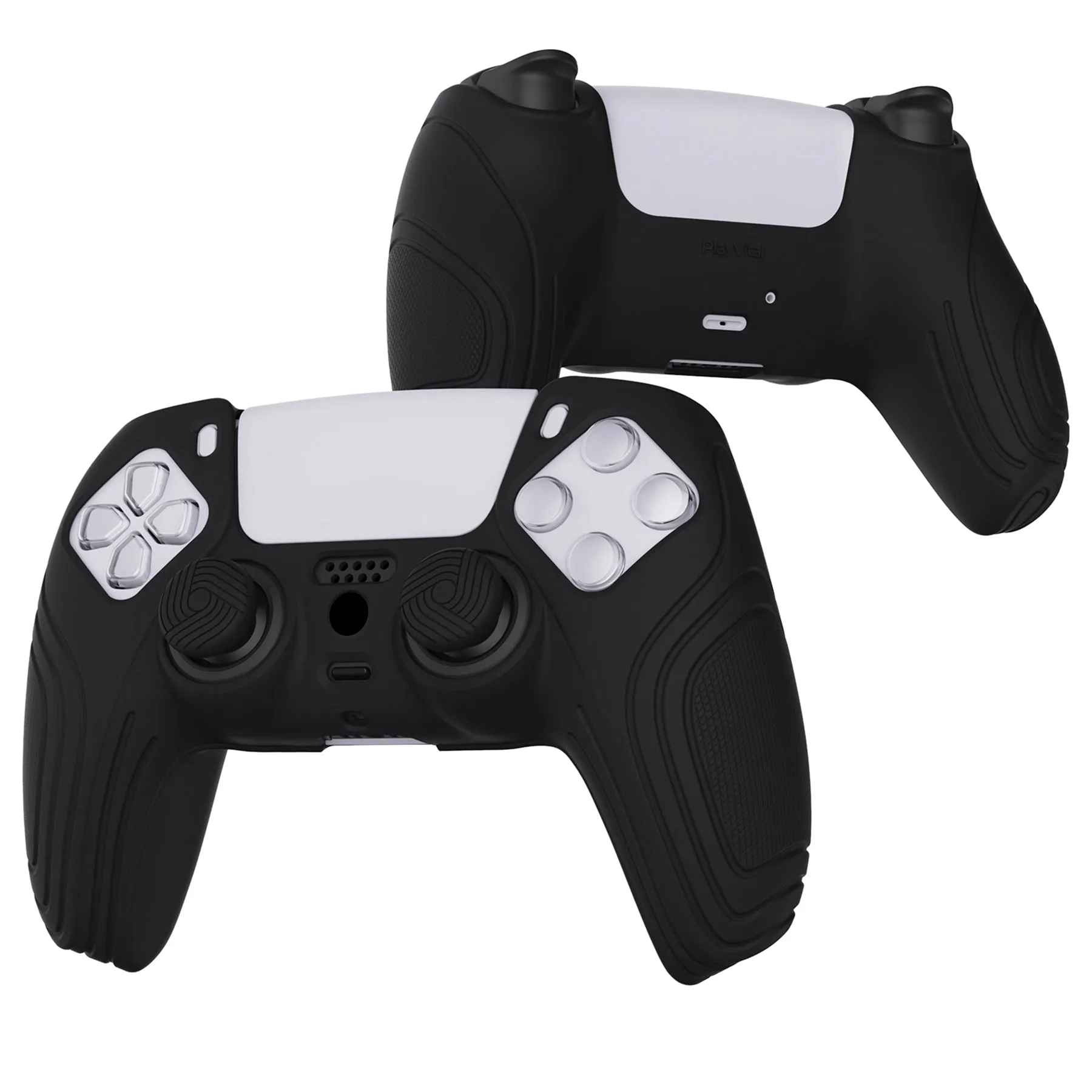 PlayVital Samurai Edition Anti-slip Controller Grip Silicone Skin, Ergonomic Soft Rubber Protective Case Cover for PS5 Controller with Thumb Stick Caps - BWPF