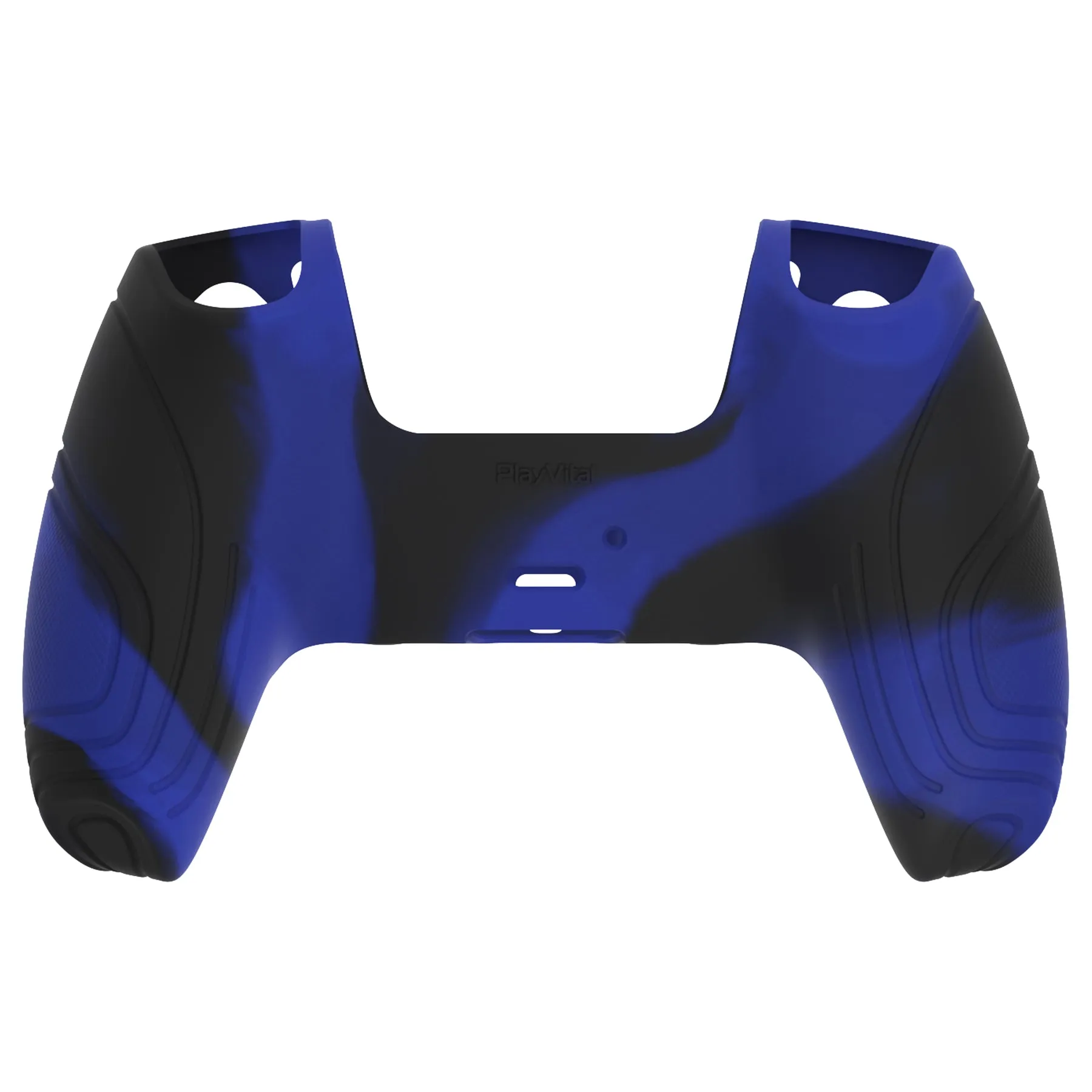 PlayVital Samurai Edition Blue & Black Anti-slip Controller Grip Silicone Skin, Ergonomic Soft Rubber Protective Case Cover for PlayStation 5 PS5 Controller with Black Thumb Stick Caps - BWPF017