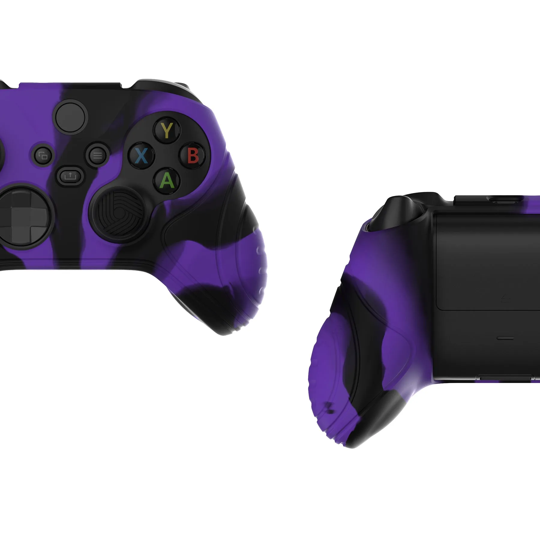 PlayVital Samurai Edition Purple & Black Anti-slip Controller Grip Silicone Skin, Ergonomic Soft Rubber Protective Case Cover for Xbox Series S/X Controller with Black Thumb Stick Caps - WAX3023