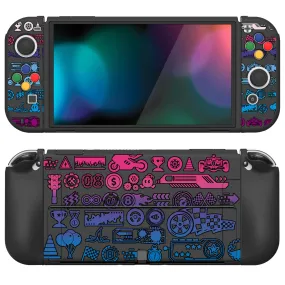 PlayVital ZealProtect Soft Protective Case for Switch OLED, Flexible Protector Joycon Grip Cover for Switch OLED with Thumb Grip Caps & ABXY Direction Button Caps - Deluxe Championship - XSOYV6049