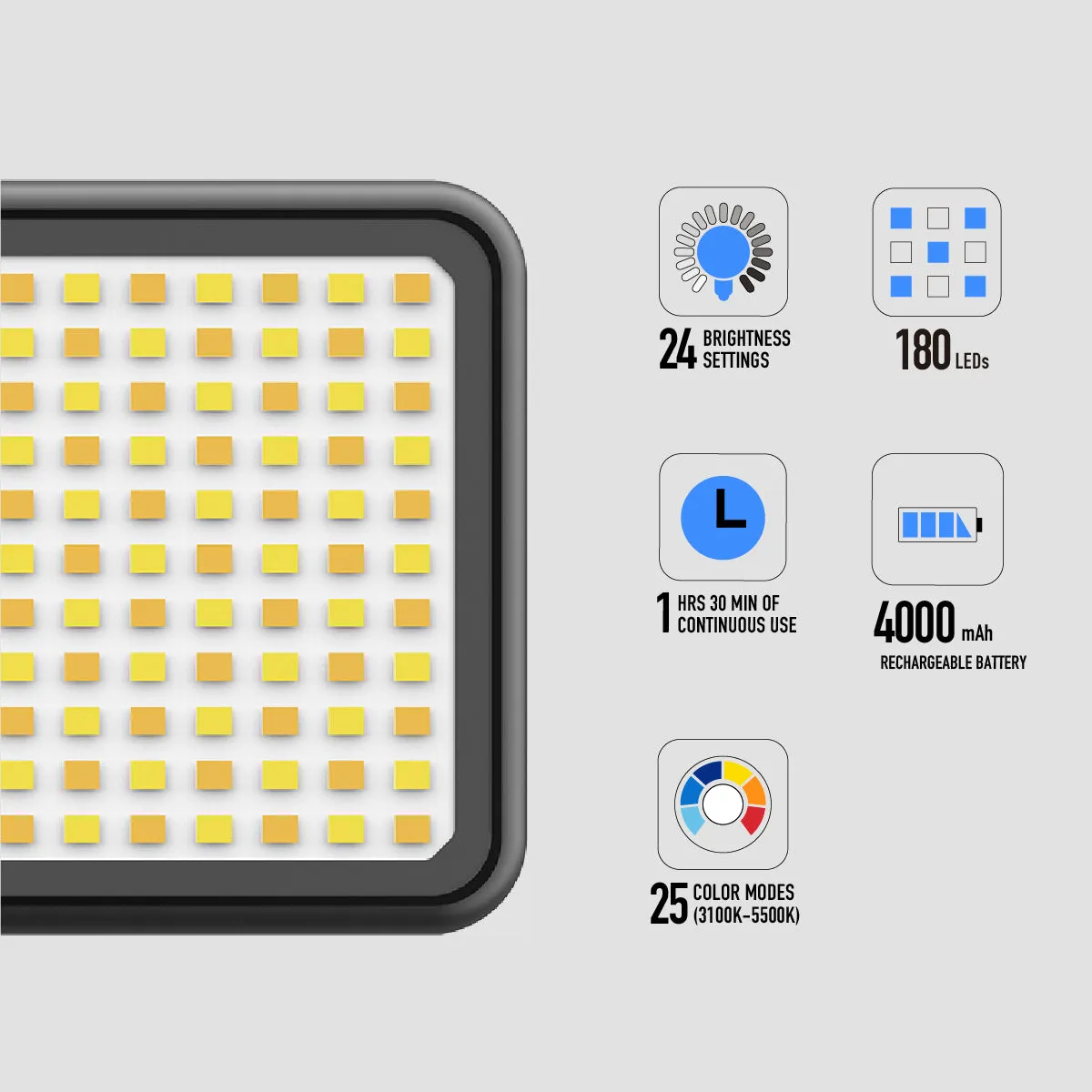 Pro Event 180 LEDs Video Light with Diffuser