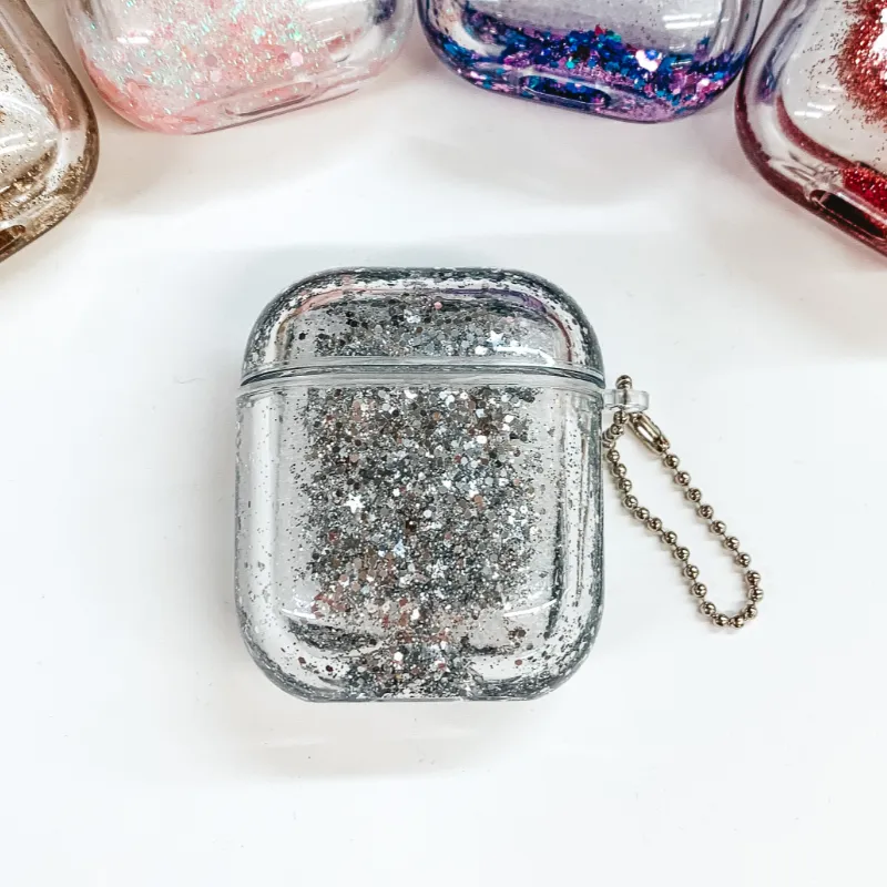 Protective AirPods Case in Silver Sparkle