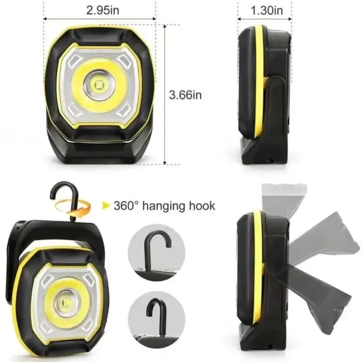 Rechargeable LED Work Light With Magnet Base Type C 360 Degree Swivel USB Input & Output