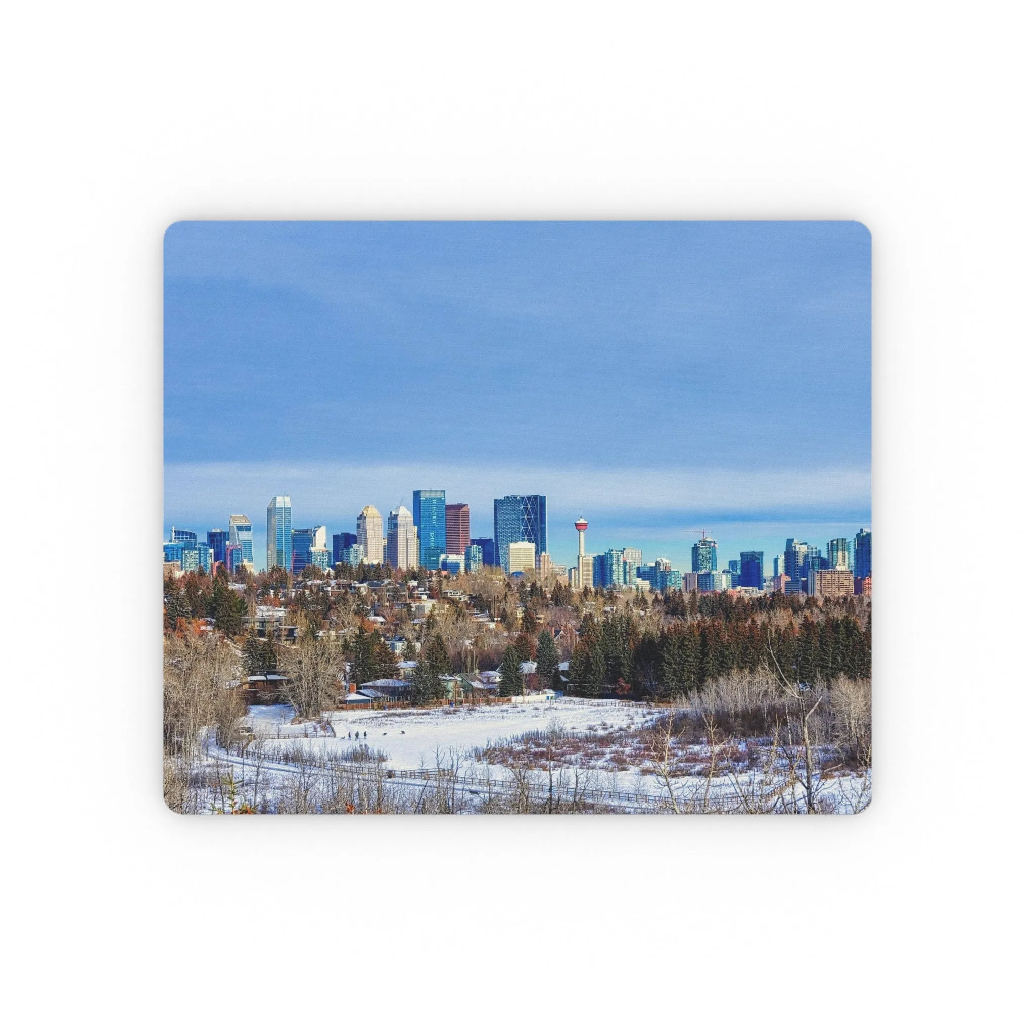 Rectangular Mouse Pad - Downtown Calgary HDR Winter River Park