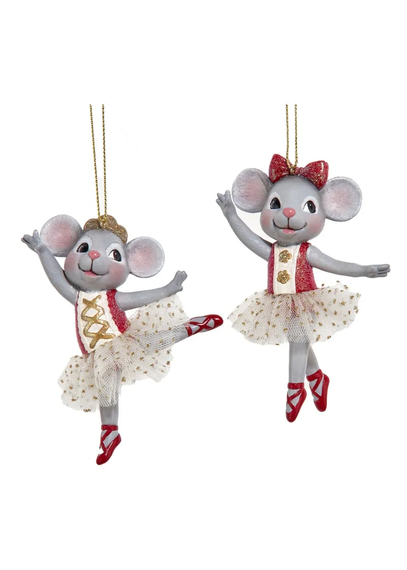 Red Mouse Ballerina Ornament (4")