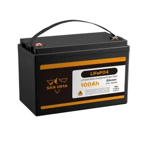 San Hima 12V 100Ah Lithium Iron Phosphate Battery LiFePO4 w/ Bluetooth Built-in BMS