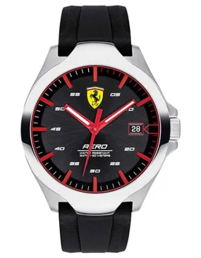 Scuderia Ferrari Aero Mens Watch - Stainless Steel - Black Dial - Date -Silicone