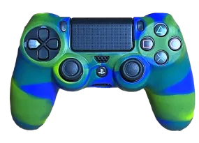 Silicone Cover For PS4 Controller Case Skin - Glossy Blue/Green Swirls