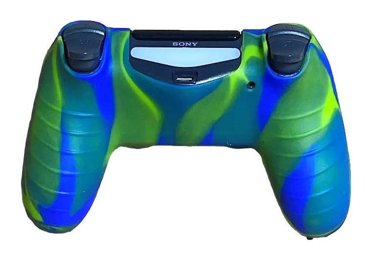 Silicone Cover For PS4 Controller Case Skin - Glossy Blue/Green Swirls