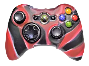 Silicone Cover For XBOX 360 Controller Skin Case Black Red Swirls