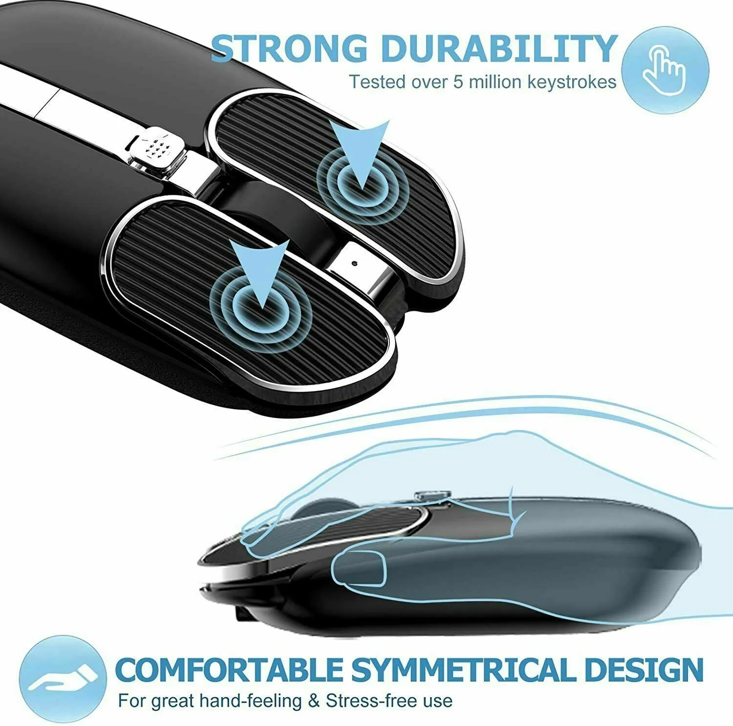 Smooth touch Mouse Wireless USB Noiseless Click for PCMac Laptop Windows Office