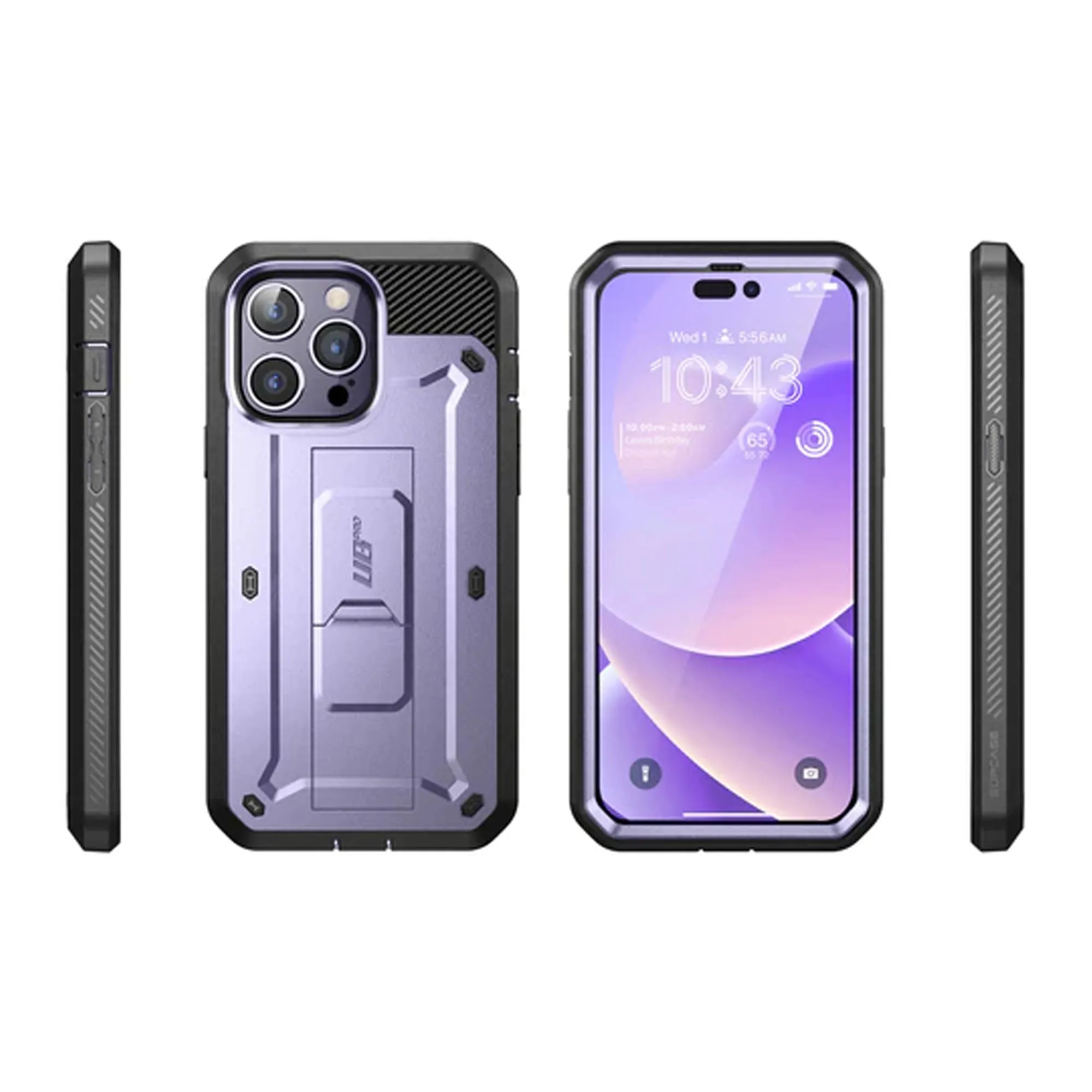 Supcase Unicorn Beetle UB PRO for iPhone 14 Pro - Rugged Case with Built-In Screen Protector - Deep Purple