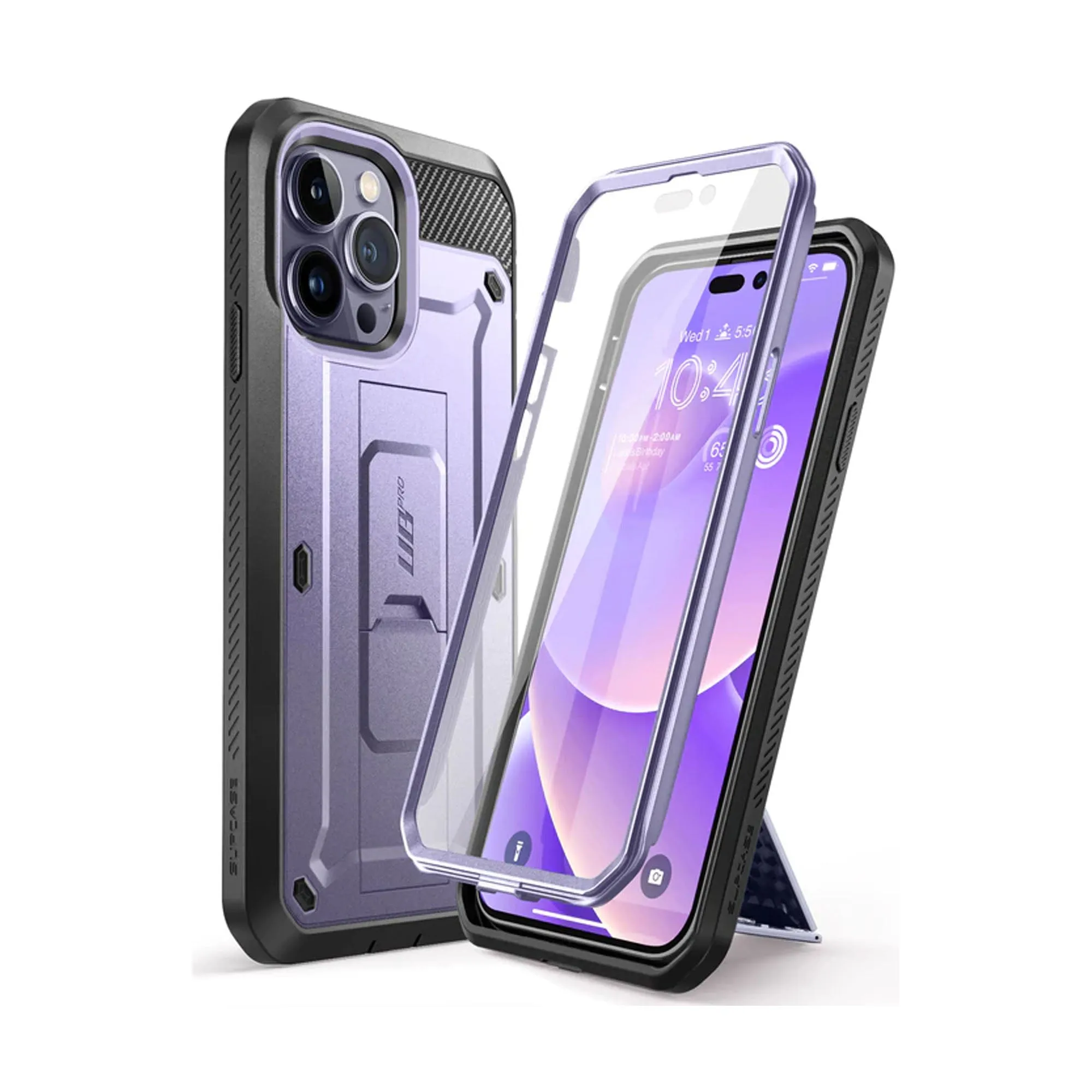 Supcase Unicorn Beetle UB PRO for iPhone 14 Pro - Rugged Case with Built-In Screen Protector - Deep Purple