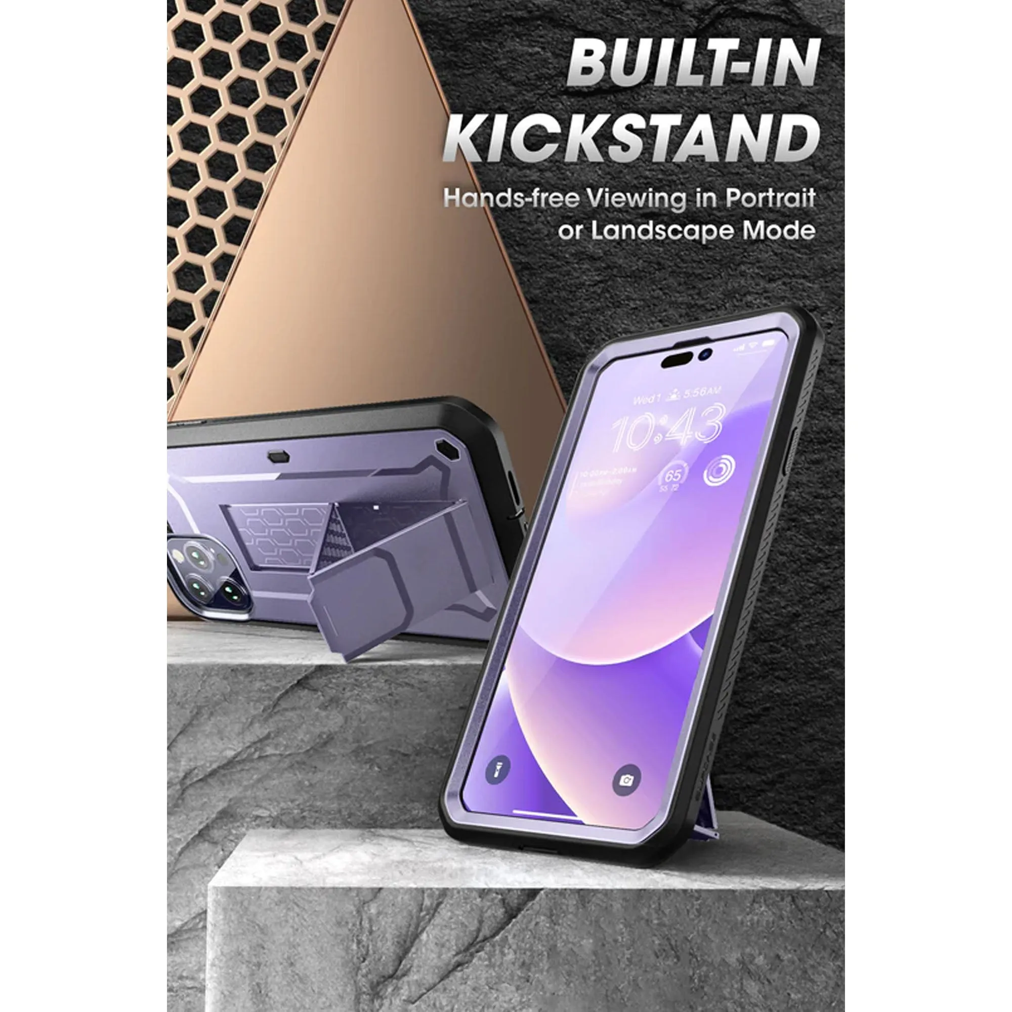 Supcase Unicorn Beetle UB PRO for iPhone 14 Pro - Rugged Case with Built-In Screen Protector - Deep Purple