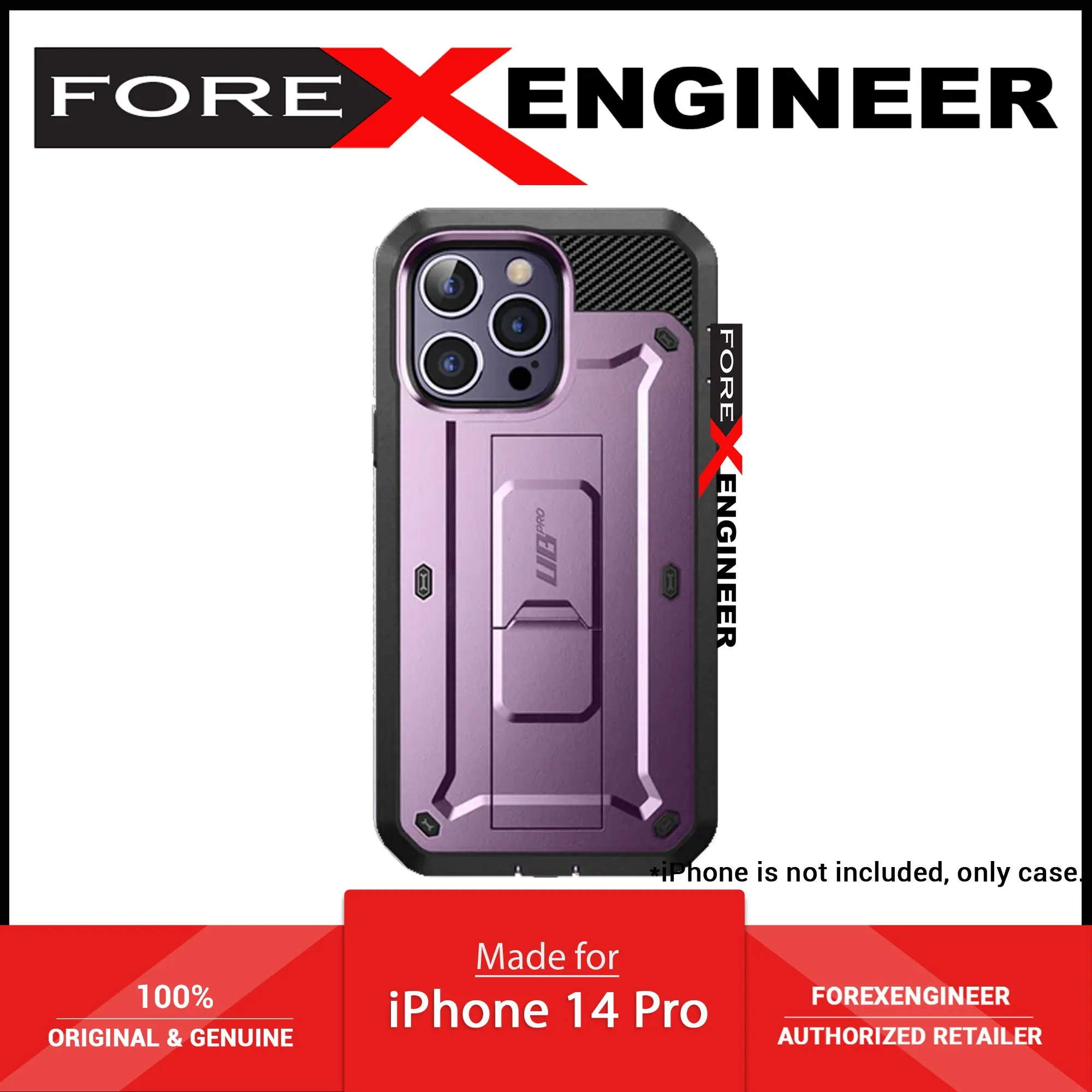 Supcase Unicorn Beetle UB PRO for iPhone 14 Pro - Rugged Case with Built-In Screen Protector - Deep Purple