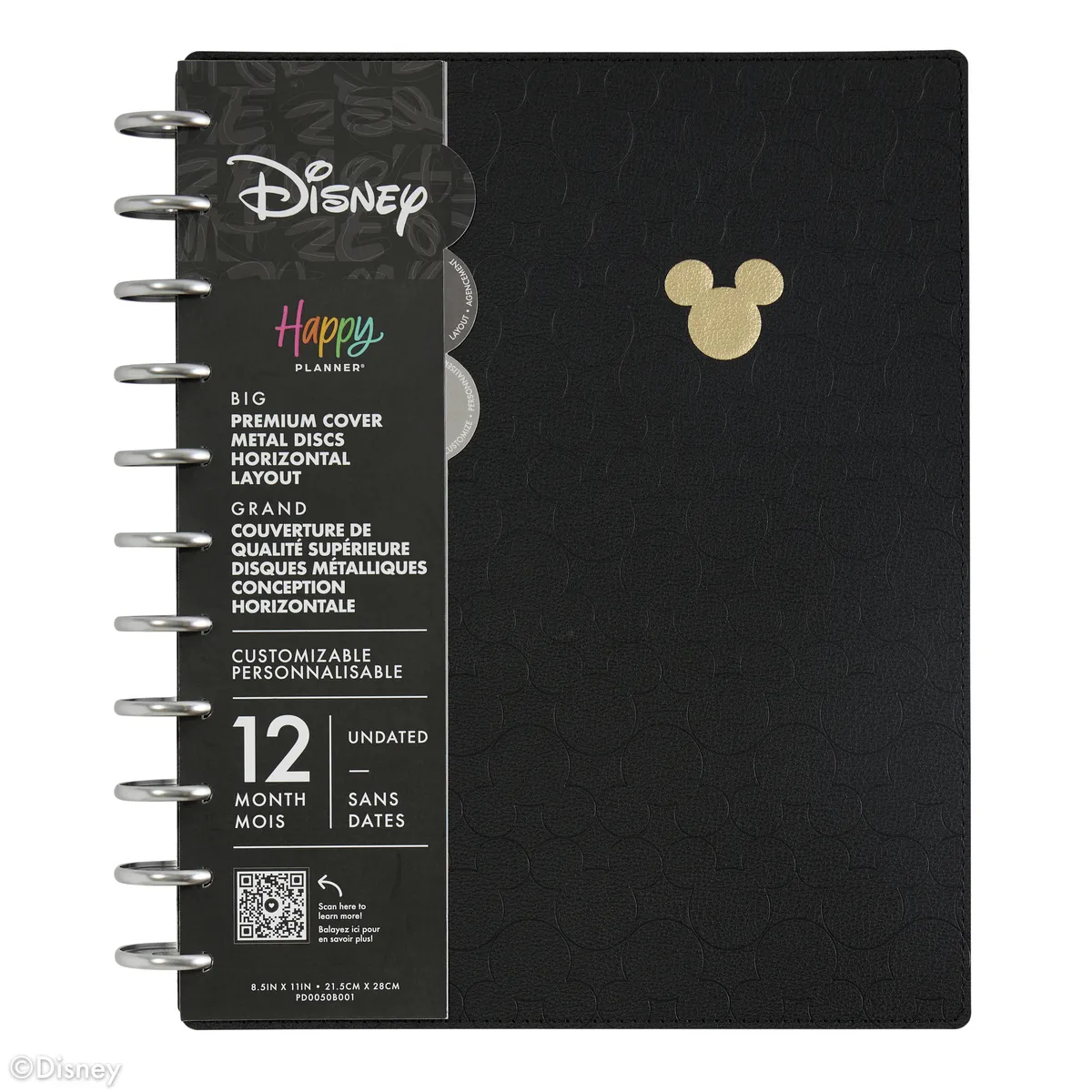 Undated DELUXE Disney Mod Mickey Mouse Customizable Planner -  Big Horizontal Layout - 12 Months