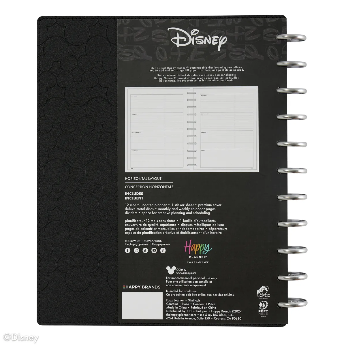 Undated DELUXE Disney Mod Mickey Mouse Customizable Planner -  Big Horizontal Layout - 12 Months